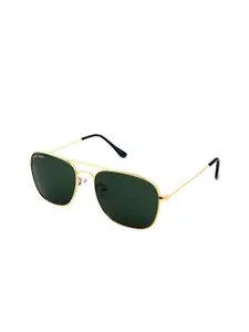 Micelo Martin Men Green Lens & Gold-Toned Square Sunglasses with UV Protected Lens