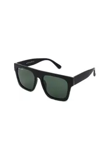 Micelo Martin Men Green Lens & Black Square Sunglasses with UV Protected Lens