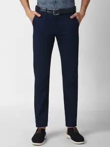 Peter England Casuals Men Navy Blue Slim Fit Trousers