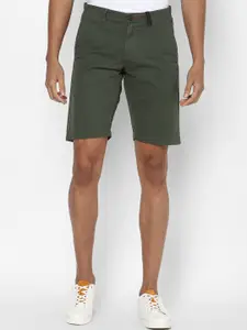 Allen Solly Sport Men Olive Green Solid Slim Fit Cotton Shorts