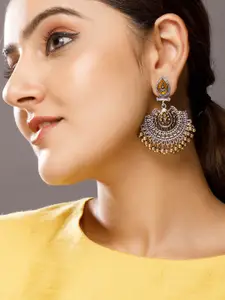 Rubans Gold-Toned Crescent Shaped Chandbalis Earrings
