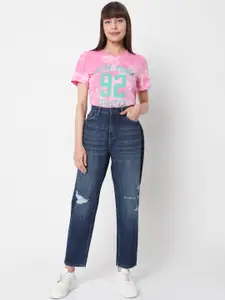 Vero Moda Marquee Collection Women Blue High-Rise Mildly Distressed Light Fade Jeans