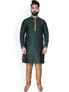 Pro-Ethic STYLE DEVELOPER Men Green Paisley Embroidered Kurta with Pyjamas