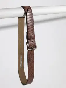 Jack & Jones Men Brown Textured Leather Belt