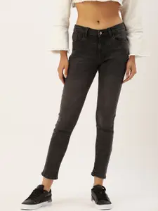 Flying Machine Women Black Skinny Fit Mid-Rise Clean Look Light Fade Stretchable Jeans