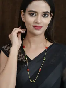 Silvermerc Designs Women Gold-Toned & Green Layered Necklace