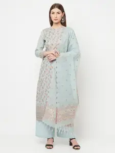 Safaa Women Sea Green & Yellow Floral Printed Cotton Unstitched Dress Material