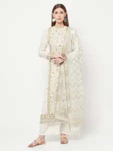 Safaa White & Yellow Unstitched Dress Material