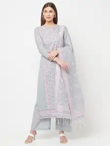 Safaa Grey Unstitched Dress Material
