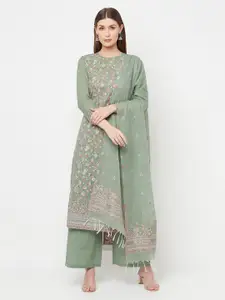 Safaa Green & Pink Unstitched Dress Material