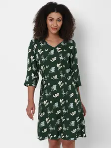 Allen Solly Woman Green Floral Dress