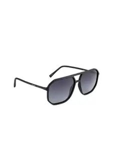 OPIUM Men Grey Lens & Black Aviator Sunglasses with Polarised and UV Protected Lens