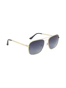 OPIUM Men Grey Lens & Gold-Toned Rectangle Sunglasses with Polarised and UV Protected Lens