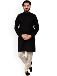 Pro-Ethic STYLE DEVELOPER Men Black Pure Cotton Kurta with Pyjamas