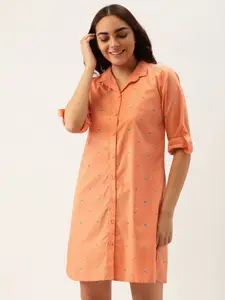 Clt.s Clt s Orange Pure Cotton Printed Nightdress