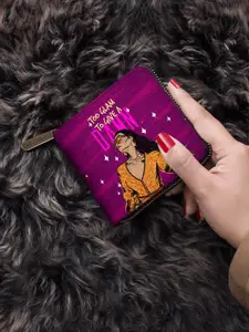 DailyObjects Women Violet & Orange Printed PU Zip Around Wallet