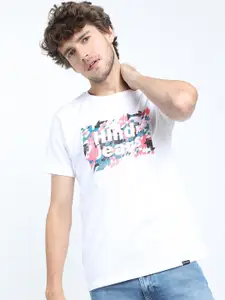 HIGHLANDER Men White Typography Printed Slim Fit T-shirt