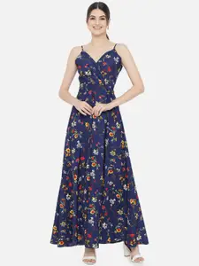 Yaadleen Blue Floral Layered Maxi Dress