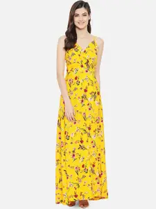 Yaadleen Yellow & Pink Floral Maxi Dress