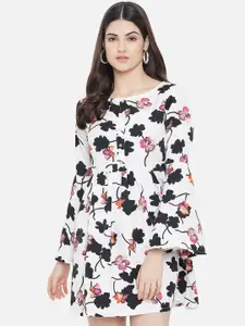 Yaadleen White & Black Floral Dress