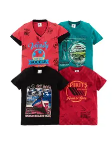 TONYBOY Boys Multicoloured 4 Printed V-Neck Applique T-shirt