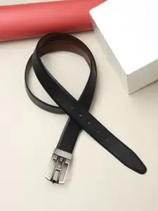 Teakwood Leathers Men Black Textured Leather Belt