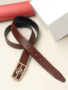 Teakwood Leathers Men Brown Textured Leather Formal Belt