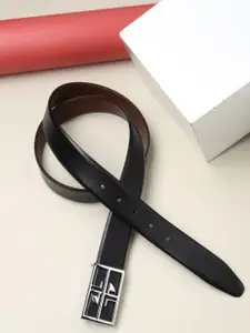 Teakwood Leathers Men Black Textured Leather Belt