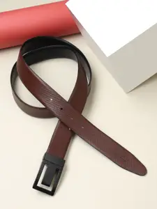 Teakwood Leathers Men Black & Brown Set Of 2 Leather Belt