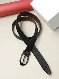 Teakwood Leathers Men Black Textured Leather Belt