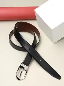 Teakwood Leathers Men Black Textured Leather Formal Belt