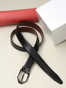 Teakwood Leathers Men Black Textured Leather Belt