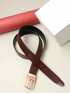 Teakwood Leathers Men Brown & Black Solid Reversible Belt