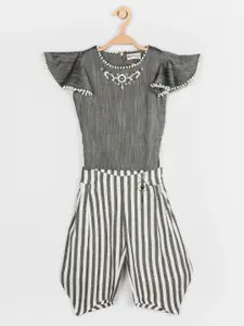 Peppermint Girls Grey & White Top with Harem Pants