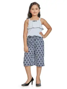 Peppermint Girls Navy Blue & White Top with Capris