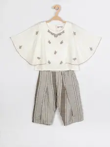 Peppermint Girls Brown & Off White Top with Trousers