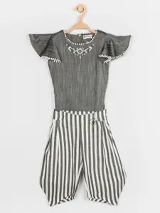 Peppermint Girls Grey Striped Top with Trousers