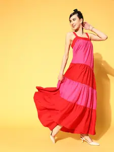 SASSAFRAS Women Colourblocked Nuovo Sleeves Dress