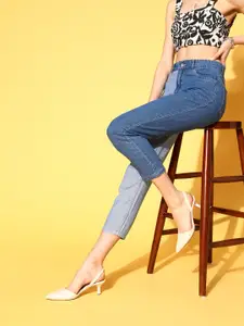 SASSAFRAS Women Stunning Blue High-Rise Regular Fit Jeans