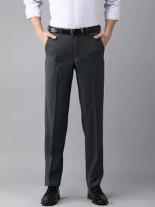 Van Heusen Men Navy Blue Textured Classic Fit Formal Trousers