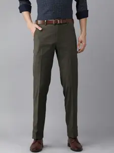 Van Heusen Men Brown Checked Slim Fit Trousers