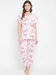 Camey Women Pink Floral Printed Night suit