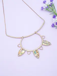 Golden Peacock Gold-Plated Leaf-Shaped Necklace