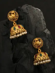 Adwitiya Collection Gold-Toned Dome Shaped Jhumkas Earrings