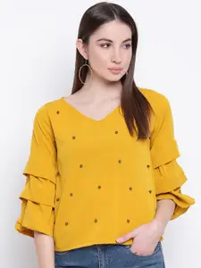 Mayra Yellow Embellished Top