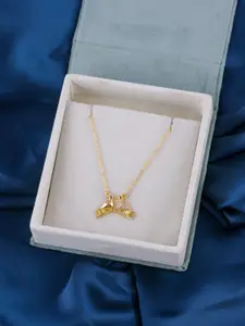 Brandsoon 1 Gram Gold-Plated White Stone-Studded Necklace