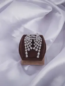 Brandsoon Silver-Toned Diamond Shaped Drop Earrings