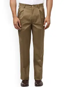 ColorPlus Men Brown Pleated Casual Trousers