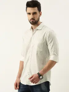 Peter England Men White Slim Fit Ethnic Motifs Opaque Printed Pure Cotton Casual Shirt