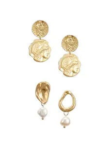 Yellow Chimes Gold-Plated Set Of 2 Drop Earrings